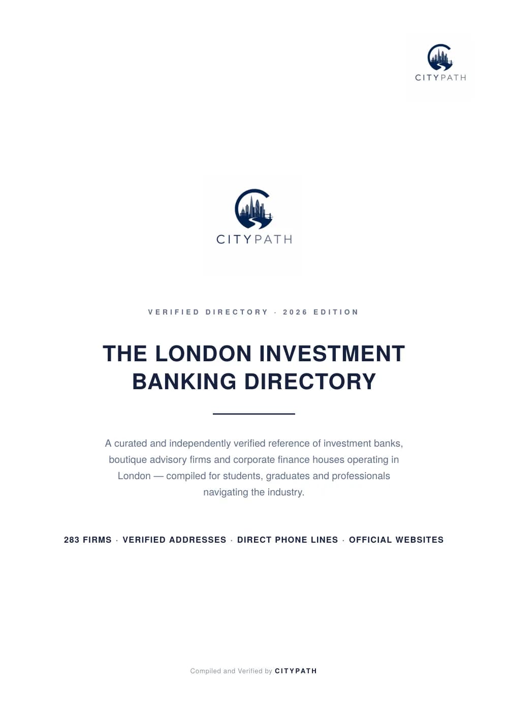 Page from The London Investment Banking Directory — The cover, and what the edition covers